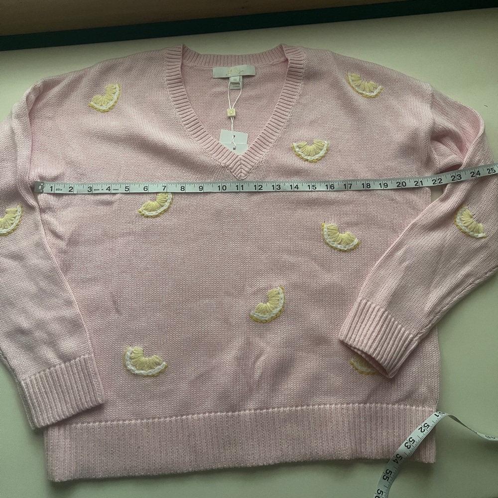 NWT Lilly Pulitzer Pink Lemon V-Neck Sweater - Picture 7 of 11